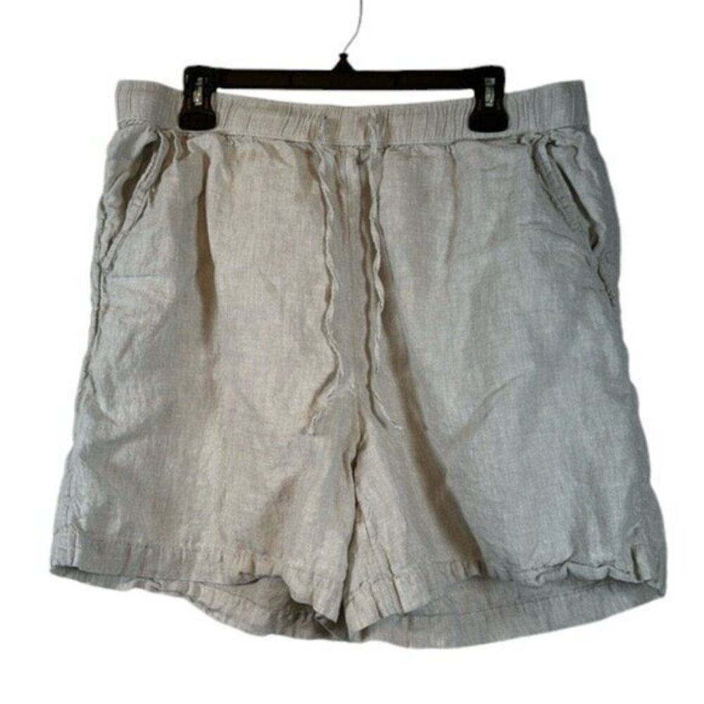 Tahari Tan 100% Linen 5.5" Bermuda Pocket Shorts Size XL EUC #5687